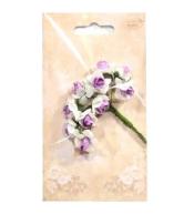 Kwiatki papierowe różyczki biało-fioletowe