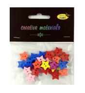 Guziki drewniane kolorowe gwiazdki 15mm 6g ok 30sz