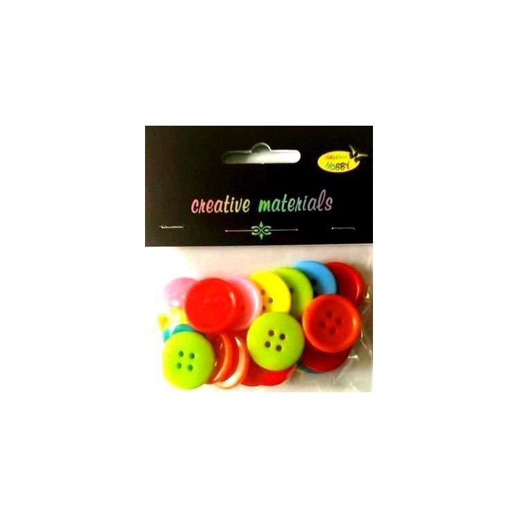 Guziki pastelowe kolorowe 23mm 19g ok.20szt
