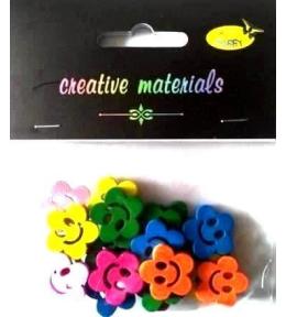 Guziki drewniane kolorowe kwiatki 20mm 6g