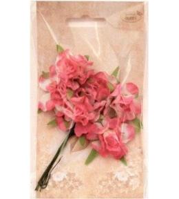 Kwiatki materiałowe rózowo-białe 3cm 6szt