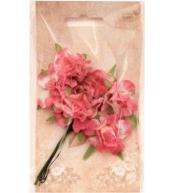 Kwiatki materiałowe rózowo-białe 3cm 6szt