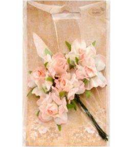 Kwiatki materiałowe jasnorózowo-białe 3cm 6szt