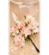 Kwiatki materiałowe jasnorózowo-białe 3cm 6szt