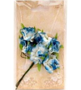Kwiatki materiałowe niebiesko-białe 3cm 6szt