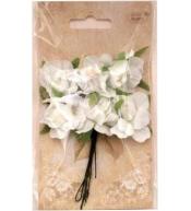 Kwiatki materiałowe białe 3cm 6szt