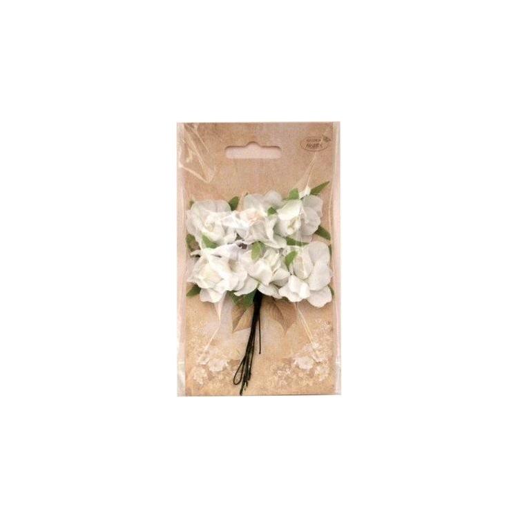Kwiatki materiałowe białe 3cm 6szt