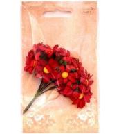 Margerytki materiałowe czerwone 2cm 12szt