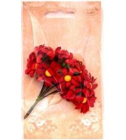 Margerytki materiałowe czerwone 2cm 12szt