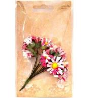 Margerytki materiałowe różowo-białe 2cm 12szt