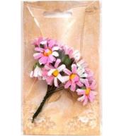 Margerytki materiałowe jasnoróżowo-białe 2cm 12szt