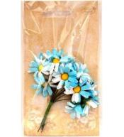 Margerytki materiałowe niebiesko-białe 2cm 12szt