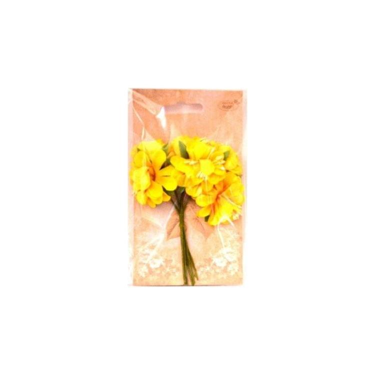 Kwiaty materiałowe żółte 4cm 6szt