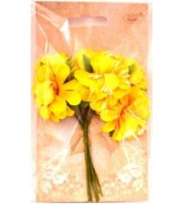 Kwiaty materiałowe żółte 4cm 6szt