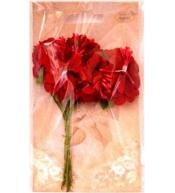 Kwiaty materiałowe czerwone 4cm 6szt