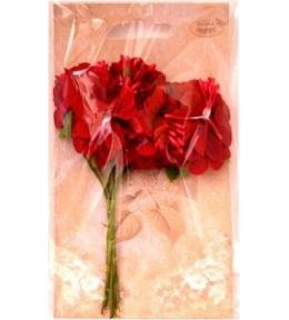 Kwiaty materiałowe czerwone 4cm 6szt