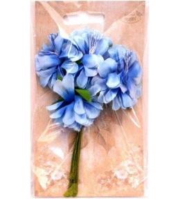 Kwiaty materiałowe niebieskie 4cm 6szt