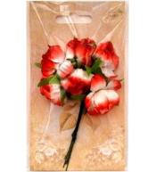 Kwiatki materiałowe czerwono-białe 3cm 6szt