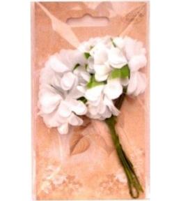Kwiaty materiałowe białe 4cm 6szt