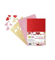 Naklejki Serca brokatowe A5 3szt mix HAPPY COLOR