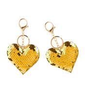 Brelok serce z cekinami złote