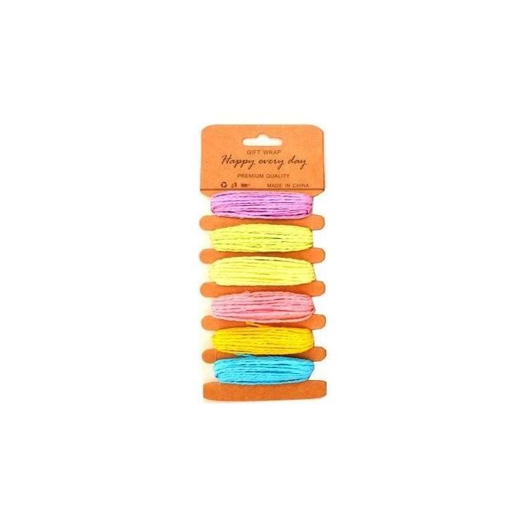 Sznurki papierowe pastelowe 6 kolorów