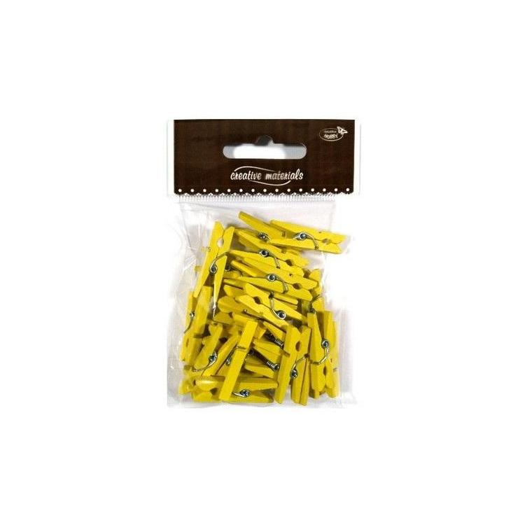 Klamerki drewniane żółte 30mm 25szt
