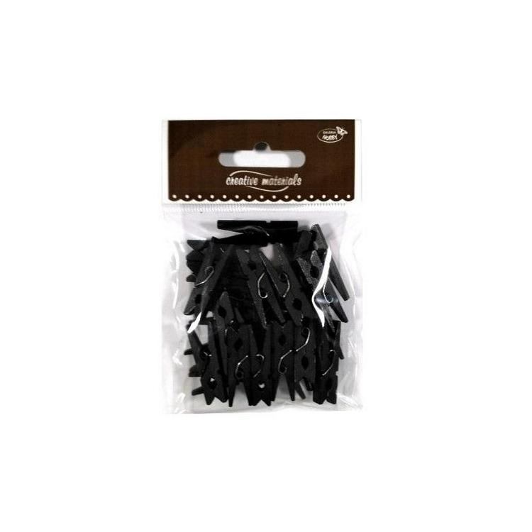 Klamerki drewniane czarne 30mm 25szt