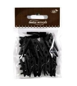 Klamerki drewniane czarne 30mm 25szt