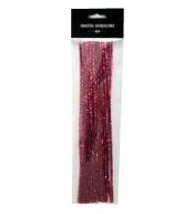 Druty chenille 30cm czerwony metallic 25szt