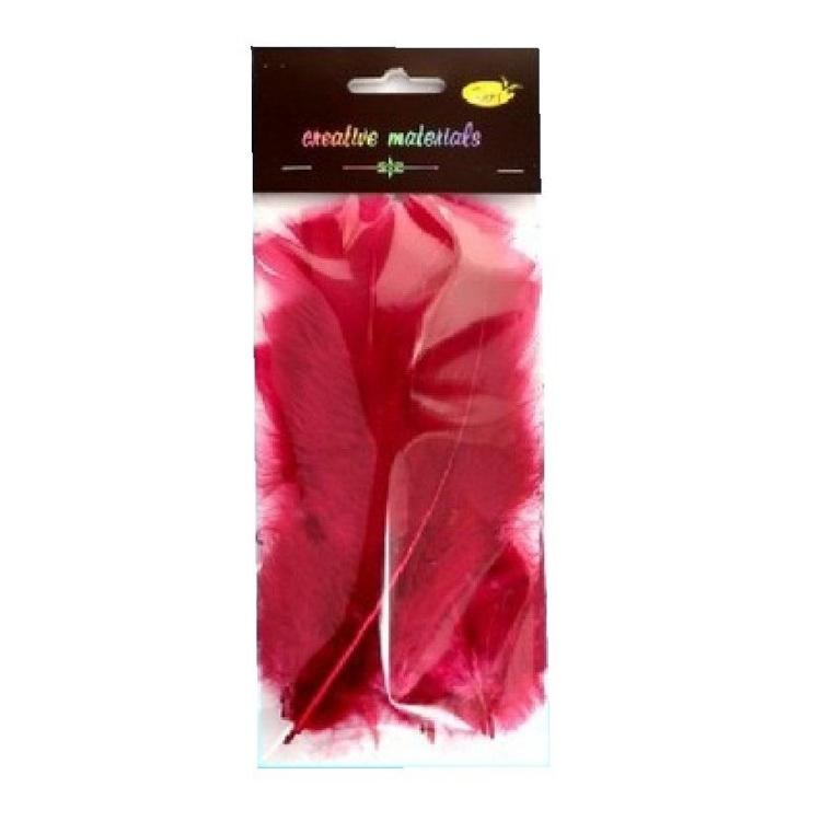 Piórka miękkie bordowe 15szt