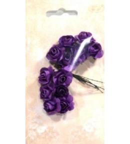 Różyczki papierowe 12szt ciemnofioletowe