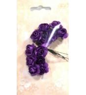 Różyczki papierowe 12szt ciemnofioletowe