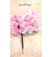 Różyczki papierowe 12szt różowo-białe