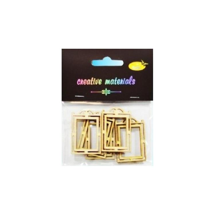 Drewniane elementy w kształcie :ramek.