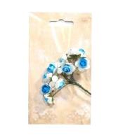 Kwiatki papierowe różyczki biało-niebieskie