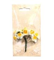 Kwiatki papierowe różyczki biało-żółte