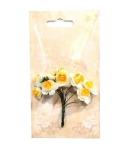 Kwiatki papierowe różyczki biało-żółte