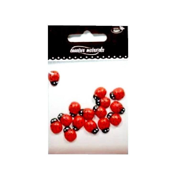 Biedronki drewniane czerwone 10x13mm 15szt