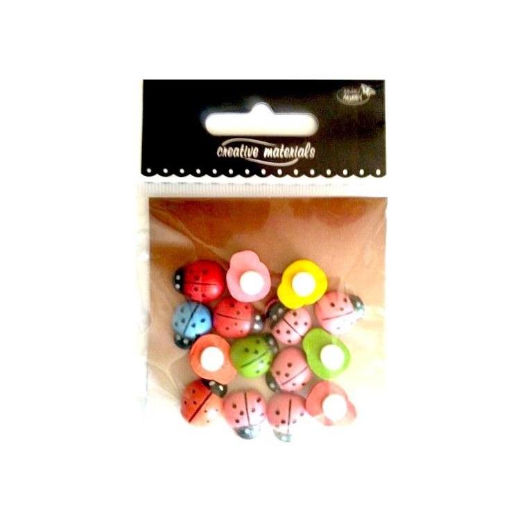 Biedronki drewniane kolorowe 12x15mm 15szt