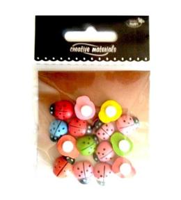 Biedronki drewniane kolorowe 12x15mm 15szt