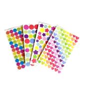 Naklejki papierowe kolorowe 9x15cm 4ark MIX