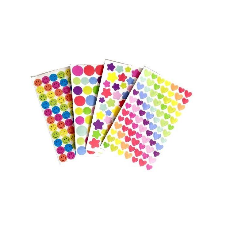 Naklejki papierowe kolorowe 9x15cm 4ark MIX