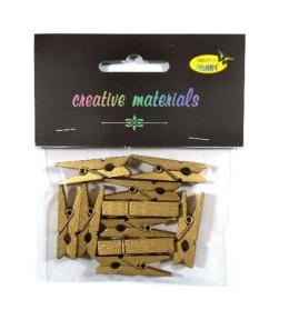Klamerki drewniane złote 35mm 10szt