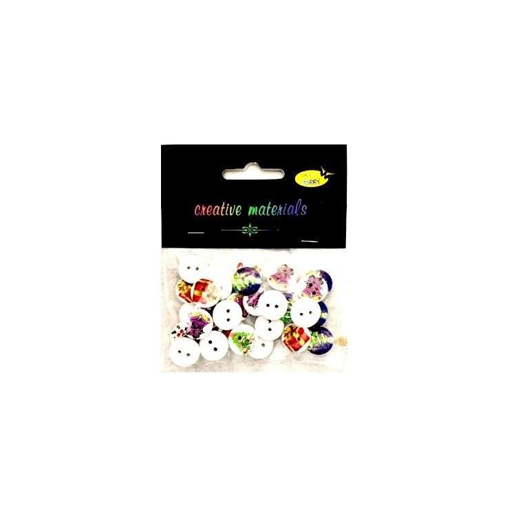 Guziki białe zimowe nadruk 15g