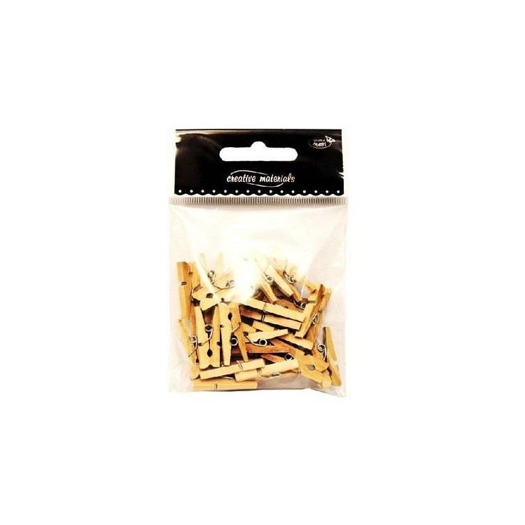 Klamerki drewniane naturalne 25mm 25szt