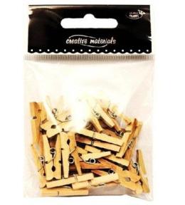 Klamerki drewniane naturalne 25mm 25szt