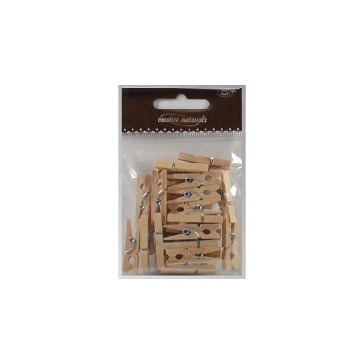 Klamerki drewniane naturalne 30mm 25szt