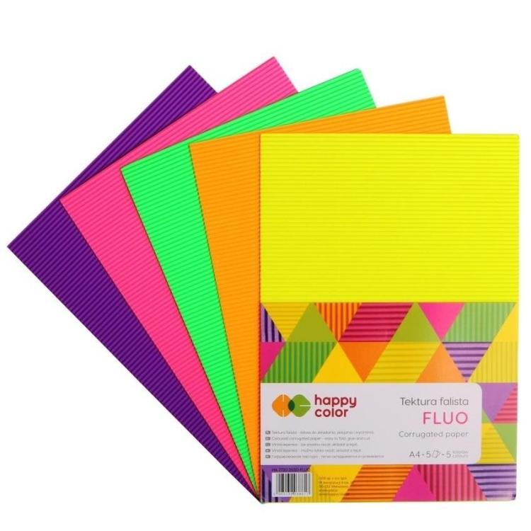 Tektura falista A4/5K mix Fluo HAPPY COLOR
