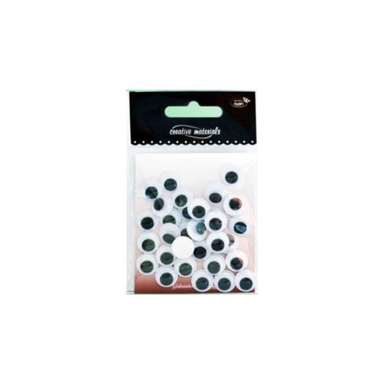 Oczy samoprzylepne okrągłe 12mm 30szt